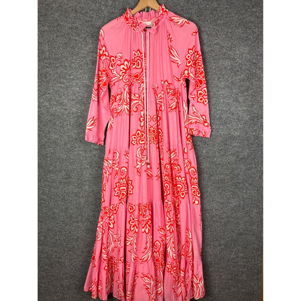 Eywasouls Cora Dress malibu Pink‎ Floral Maxi Dress Ruffle Long Sleeve XS/S